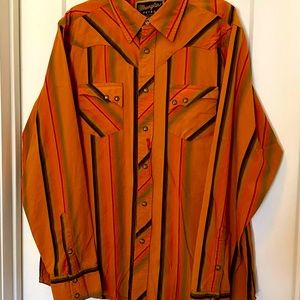 Wrangler Retro Men’s Pearl-Snap Western Shirt Size XL, multicolor stripe.
